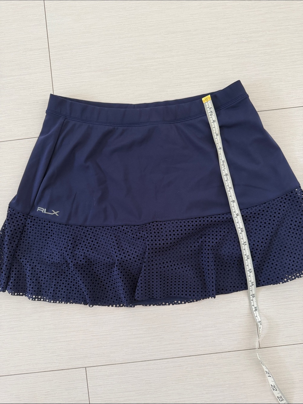 RLX Ralph Lauren Navy Performance Skirt with Eyelet Hem